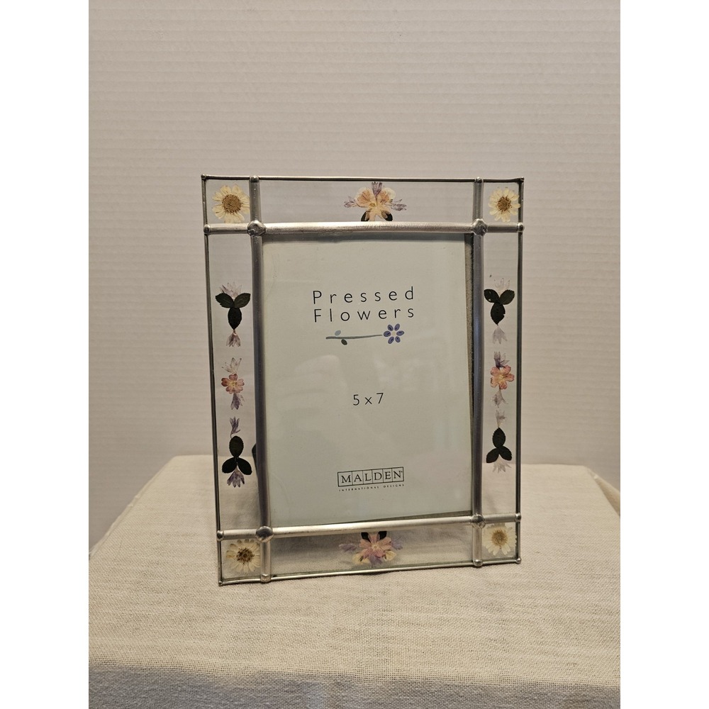 Pressed Flower Lead Glass 5"x7" Photo Frame
